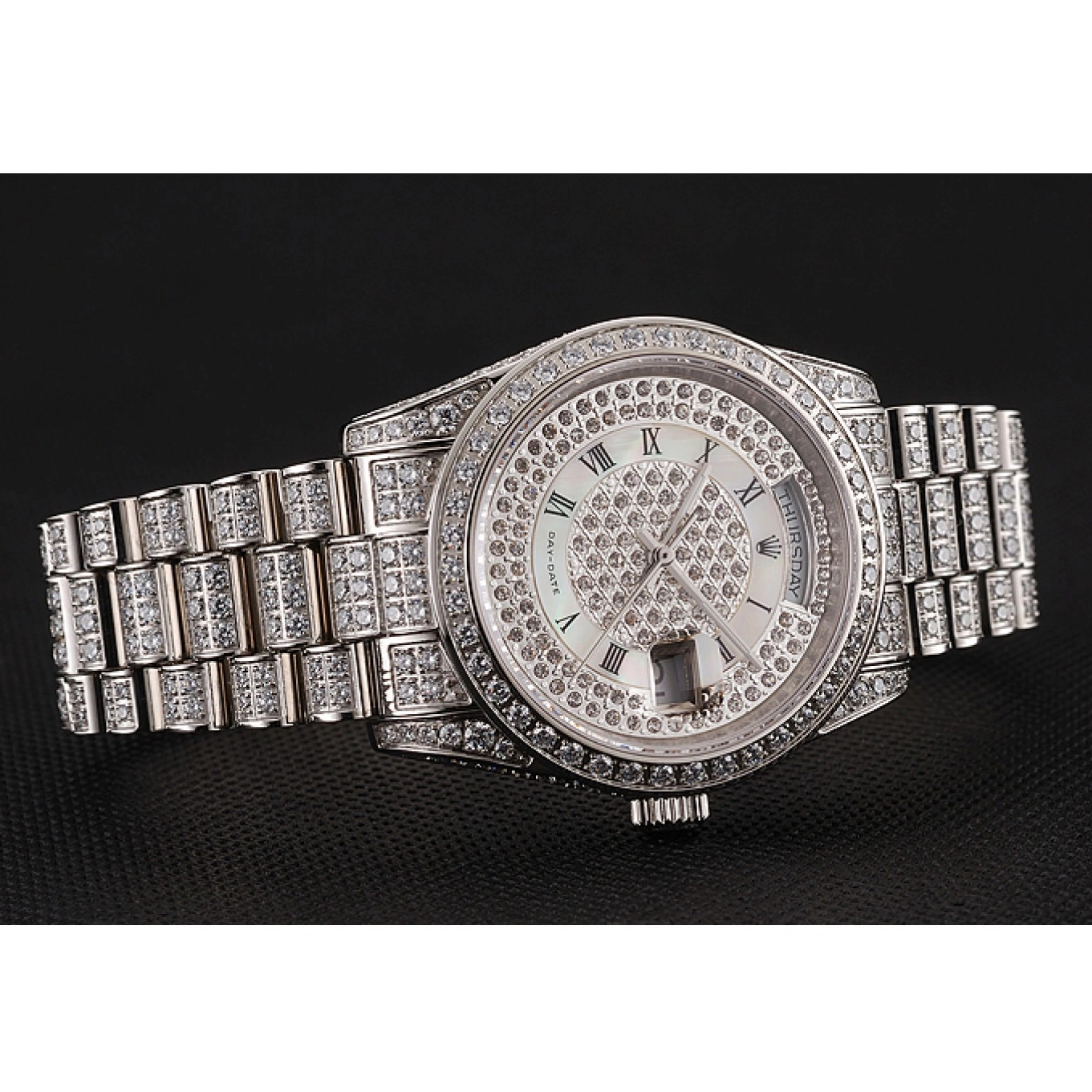 Good Copy Rolex Watches Diamond Bracelet 1453950 Pave Case Dial Swiss Diamond Rolex Diamond Day-Date 0816